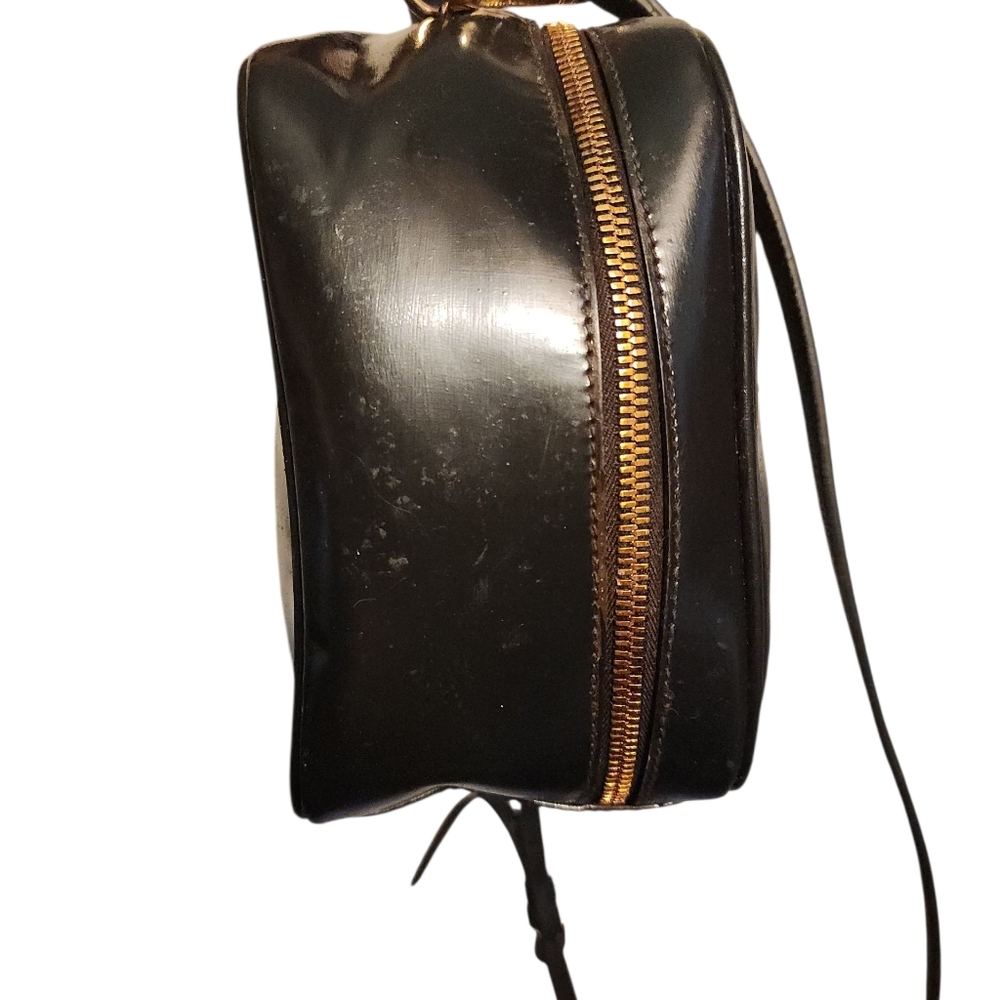 Gucci Black Patent Vanity Lunch Box Top Handle Bag Crossbody Authentic 100% - Picture 12 of 15